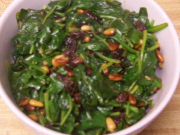 Spinach with raisins Nancy Walker Healthy Eating